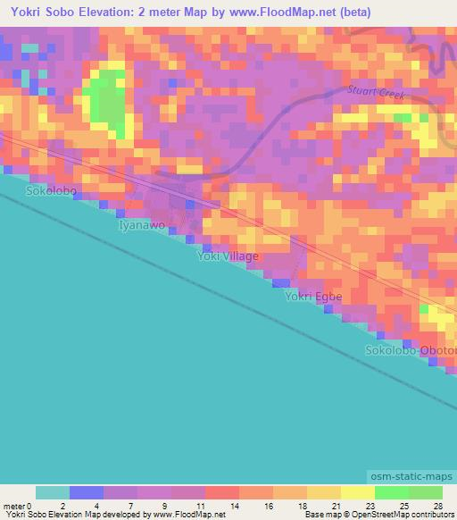 Yokri Sobo,Nigeria Elevation Map