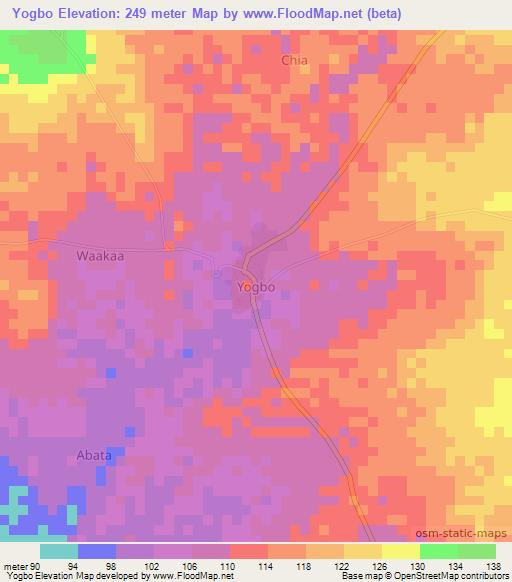 Yogbo,Nigeria Elevation Map