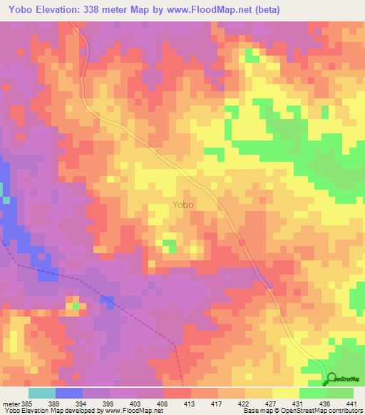 Yobo,Nigeria Elevation Map