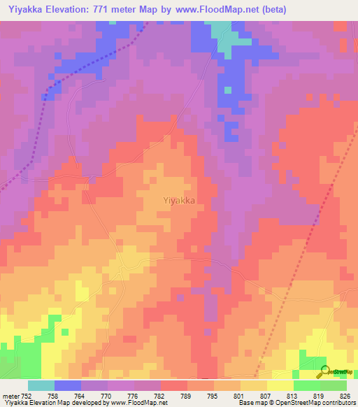 Yiyakka,Nigeria Elevation Map