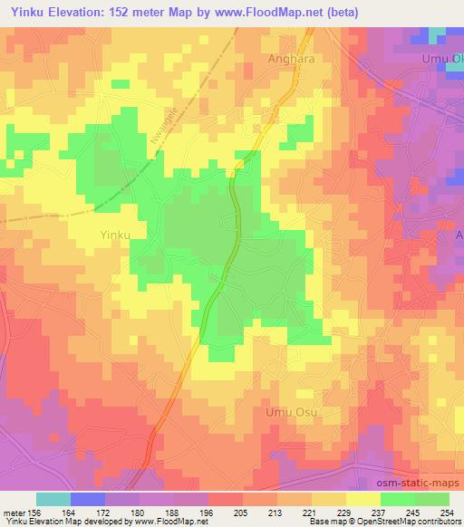 Yinku,Nigeria Elevation Map