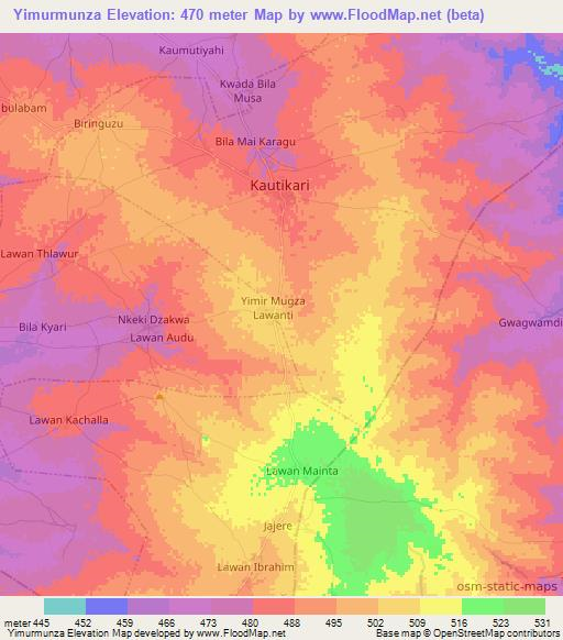 Yimurmunza,Nigeria Elevation Map