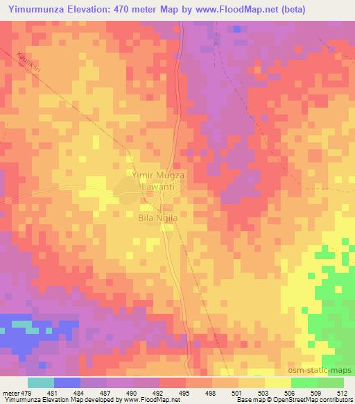 Yimurmunza,Nigeria Elevation Map