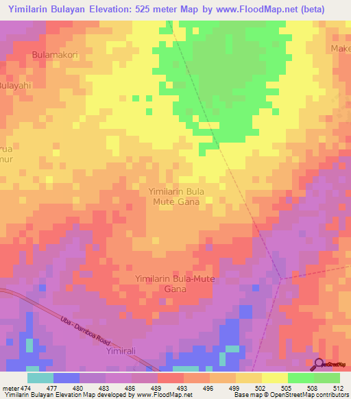 Yimilarin Bulayan,Nigeria Elevation Map