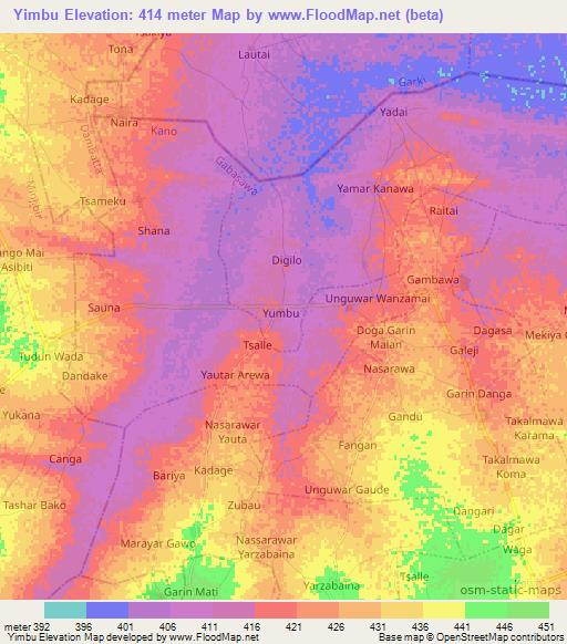 Yimbu,Nigeria Elevation Map