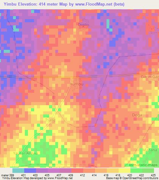 Yimbu,Nigeria Elevation Map