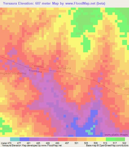 Yersaura,Nigeria Elevation Map