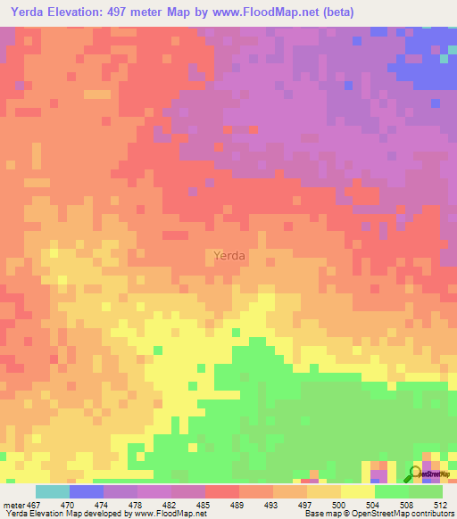 Yerda,Nigeria Elevation Map