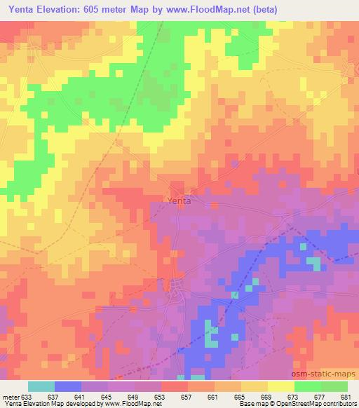 Yenta,Nigeria Elevation Map