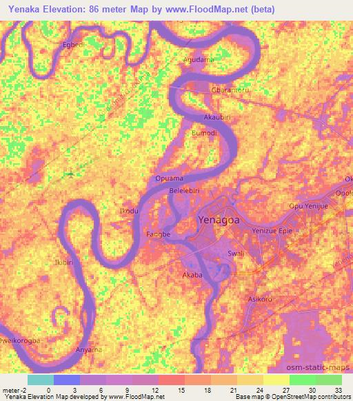 Yenaka,Nigeria Elevation Map