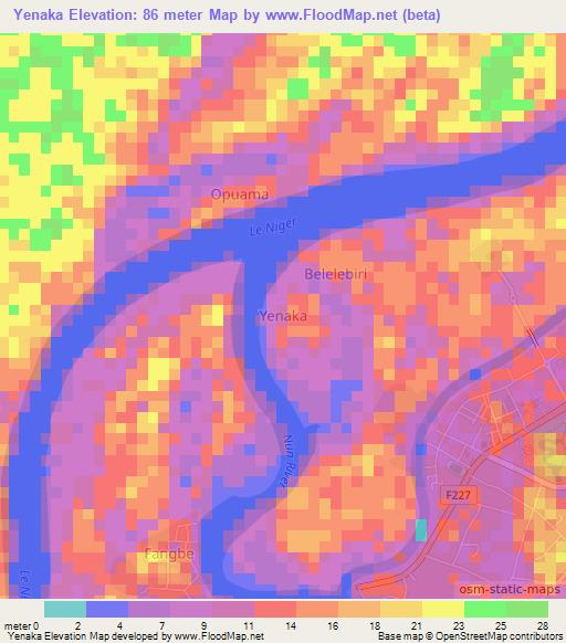 Yenaka,Nigeria Elevation Map