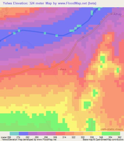 Yelwa,Nigeria Elevation Map