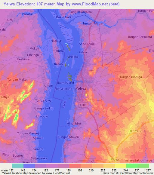 Yelwa,Nigeria Elevation Map