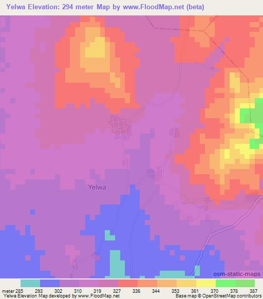 Yelwa,Nigeria Elevation Map