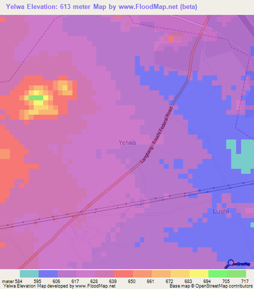 Yelwa,Nigeria Elevation Map