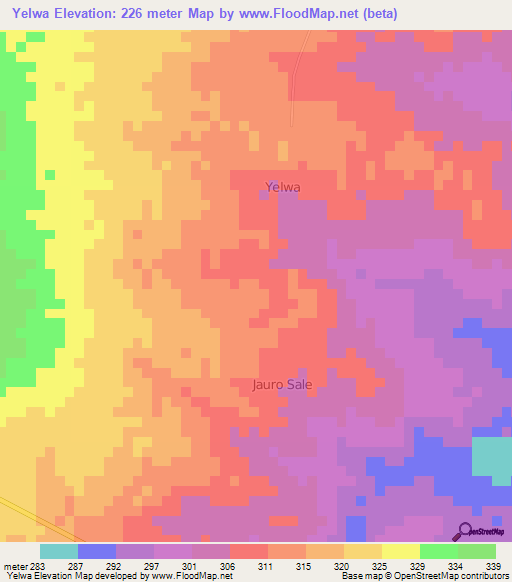 Yelwa,Nigeria Elevation Map