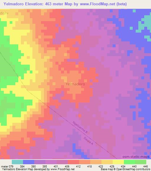 Yelmadoro,Nigeria Elevation Map