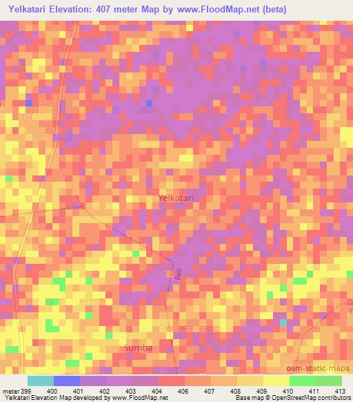 Yelkatari,Nigeria Elevation Map