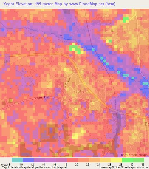 Yeght,Nigeria Elevation Map