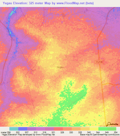 Yegau,Nigeria Elevation Map