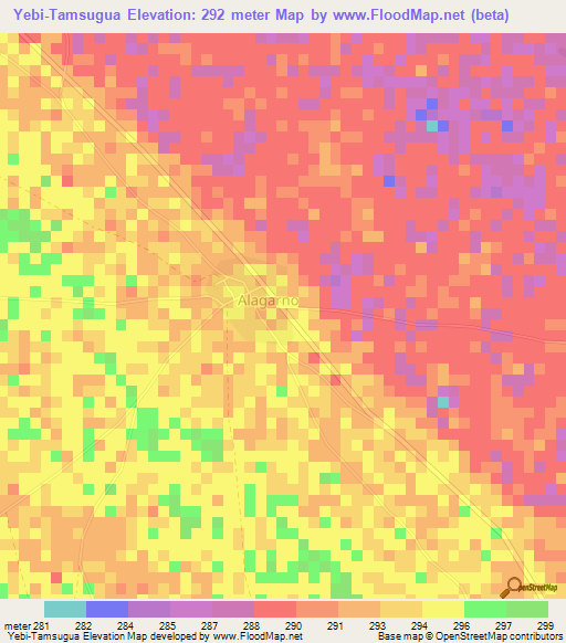 Yebi-Tamsugua,Nigeria Elevation Map