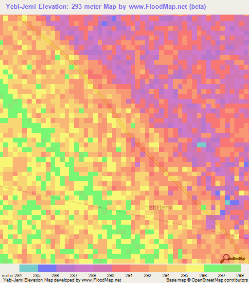 Yebi-Jemi,Nigeria Elevation Map