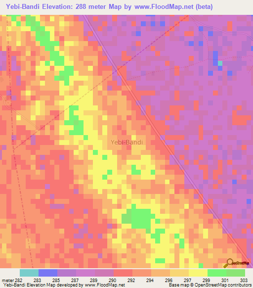 Yebi-Bandi,Nigeria Elevation Map