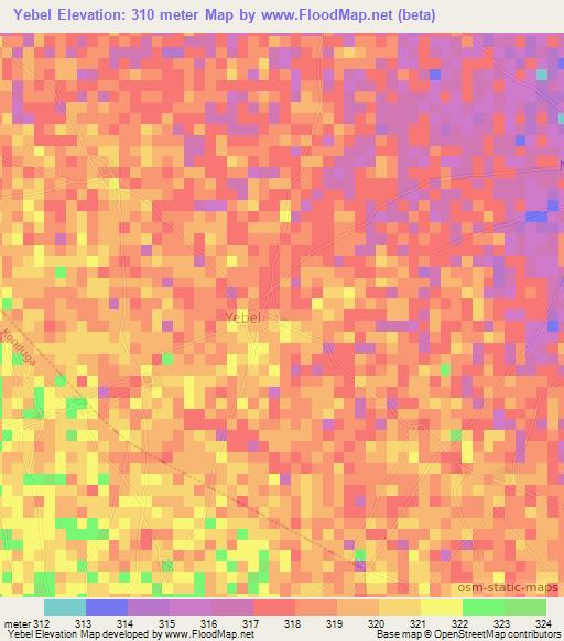 Yebel,Nigeria Elevation Map