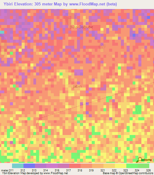 Ybiri,Nigeria Elevation Map