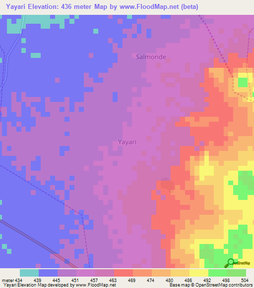 Yayari,Nigeria Elevation Map