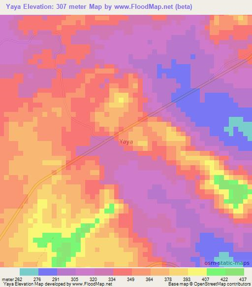 Yaya,Nigeria Elevation Map