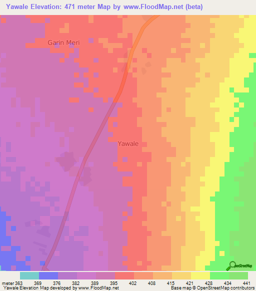 Yawale,Nigeria Elevation Map