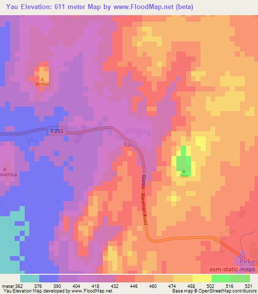 Yau,Nigeria Elevation Map