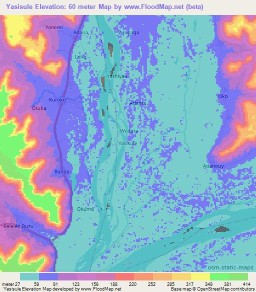 Yasisule,Nigeria Elevation Map