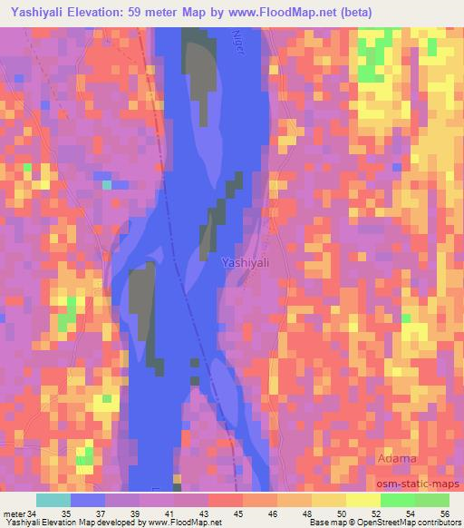 Yashiyali,Nigeria Elevation Map