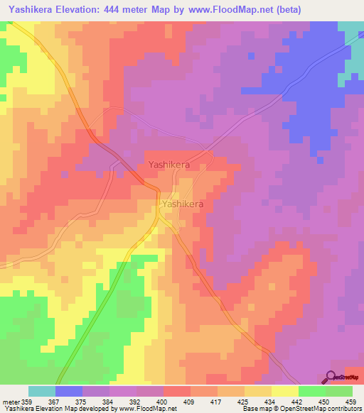 Yashikera,Nigeria Elevation Map