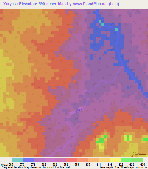 Yaryasa,Nigeria Elevation Map