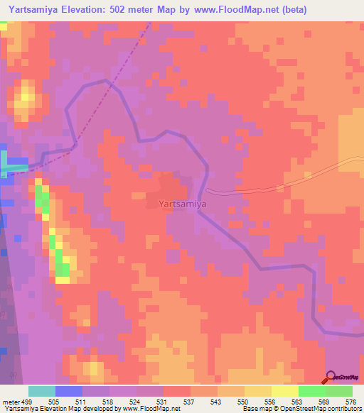 Yartsamiya,Nigeria Elevation Map