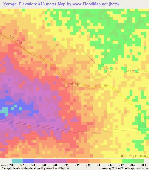 Yarogel,Nigeria Elevation Map