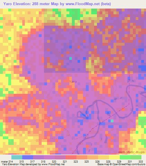 Yaro,Nigeria Elevation Map