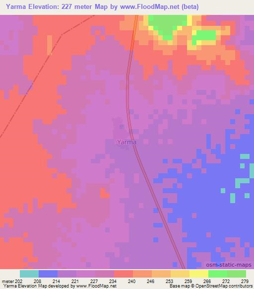 Yarma,Nigeria Elevation Map