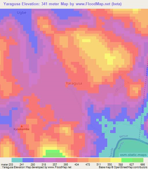 Yaragusa,Nigeria Elevation Map