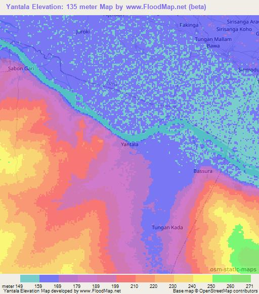 Yantala,Nigeria Elevation Map