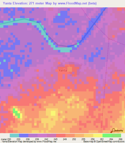 Yanta,Nigeria Elevation Map