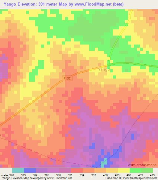 Yango,Nigeria Elevation Map