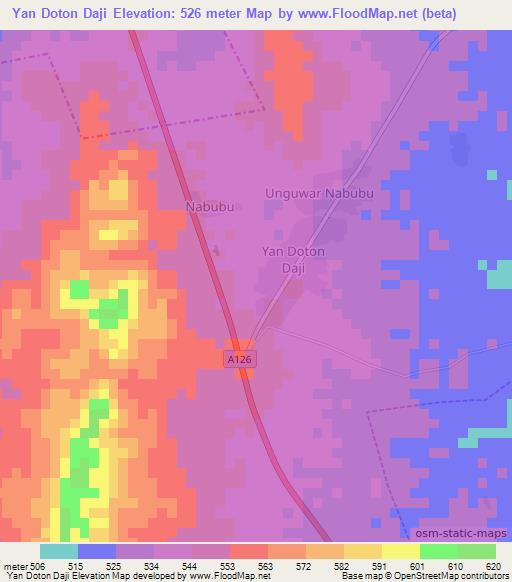 Yan Doton Daji,Nigeria Elevation Map
