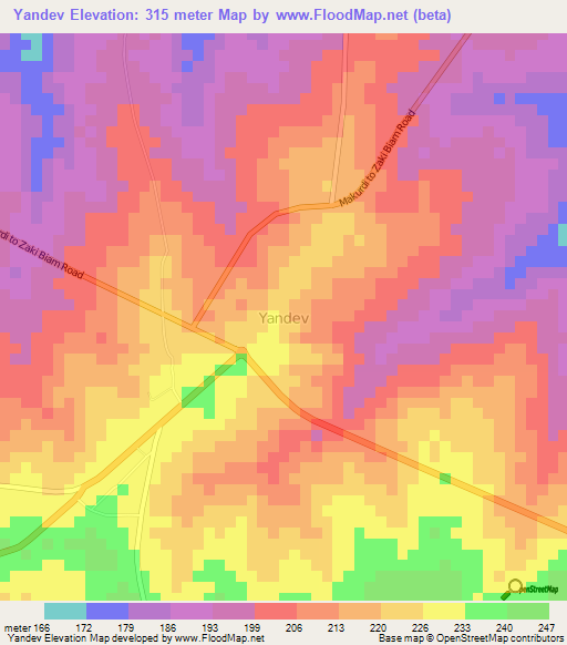 Yandev,Nigeria Elevation Map