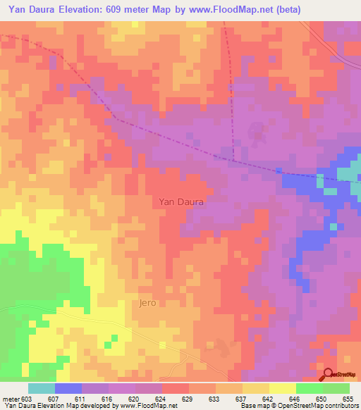 Yan Daura,Nigeria Elevation Map