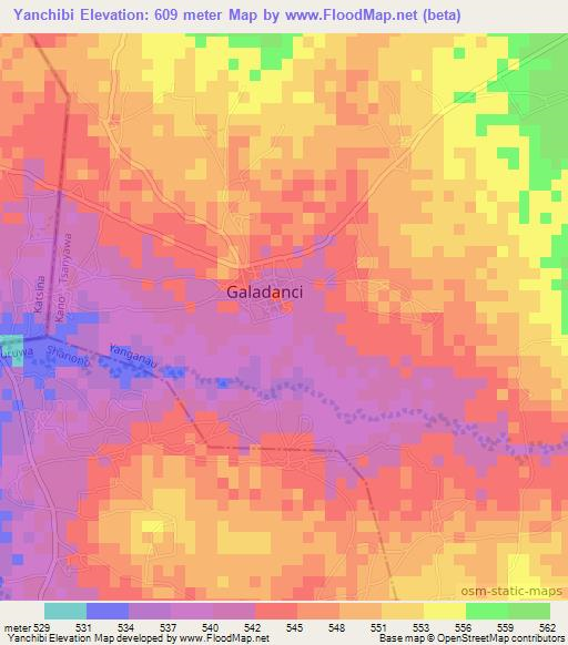 Yanchibi,Nigeria Elevation Map