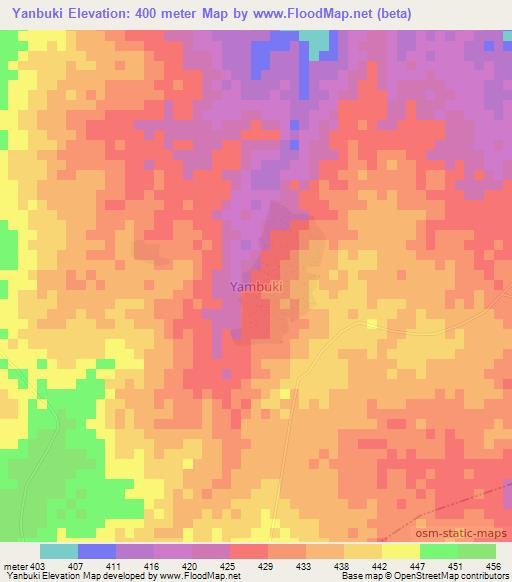 Yanbuki,Nigeria Elevation Map